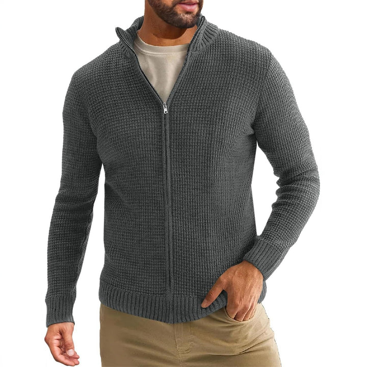 Men's knitted jacket with high collar and convenient zipper Lune London