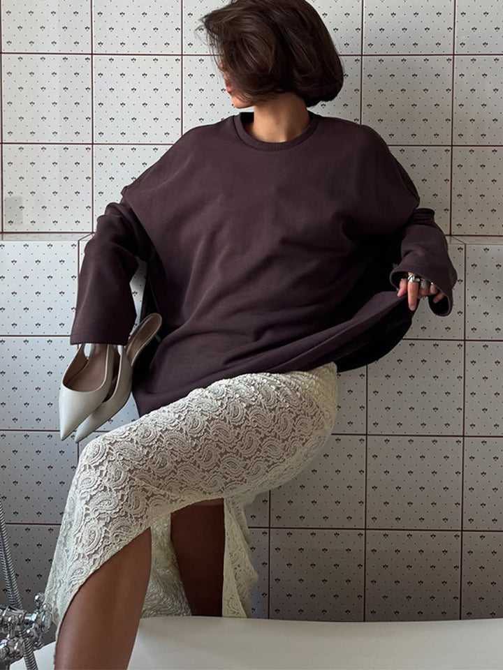 Women's Oversized Sweatshirt with Raglan Sleeves & Extra Long Lounge Cut Amarae