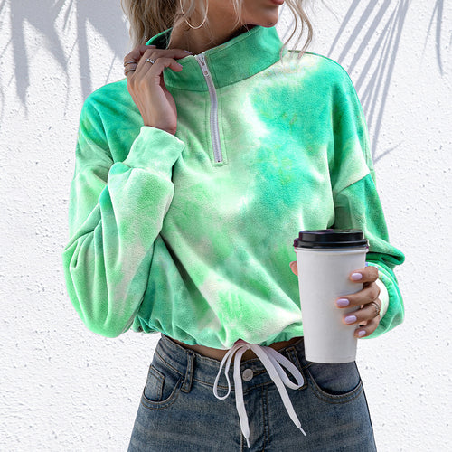Fleece pullover with high neck and drawstring for women Amarae