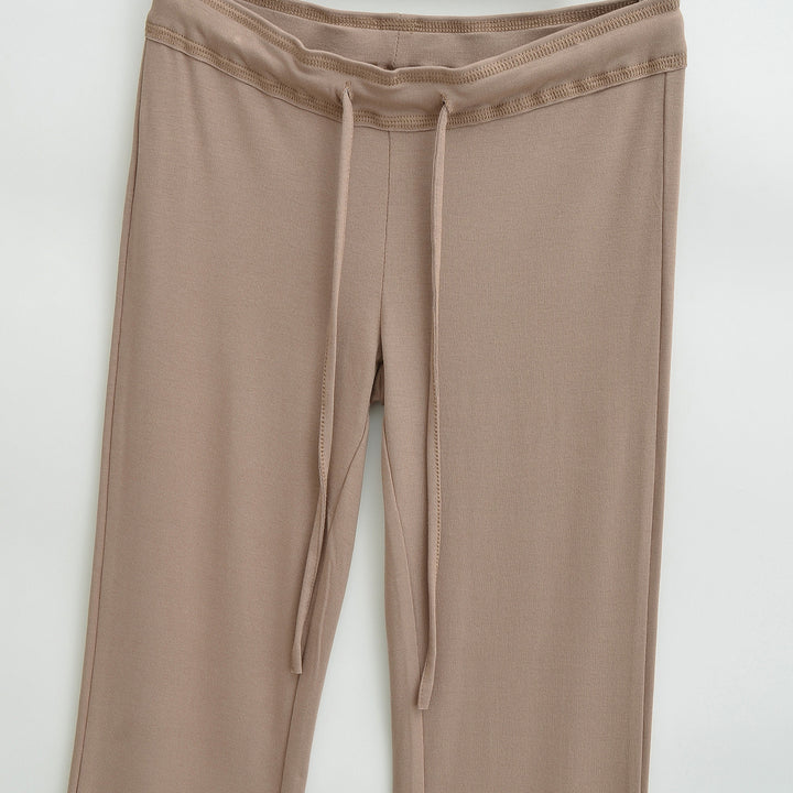 Women's Flowing Jersey Pants with High Waist, Drawstring and Flared Leg Amarae