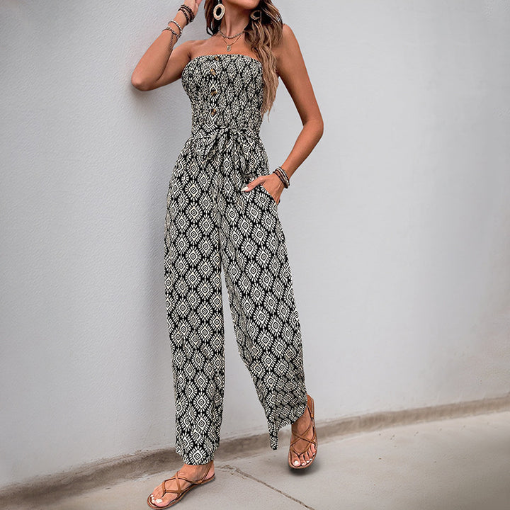 Casual jumpsuit for women with elastic top and trendy pattern Lune London