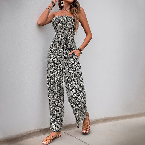 Casual jumpsuit for women with elastic top and trendy pattern Amarae