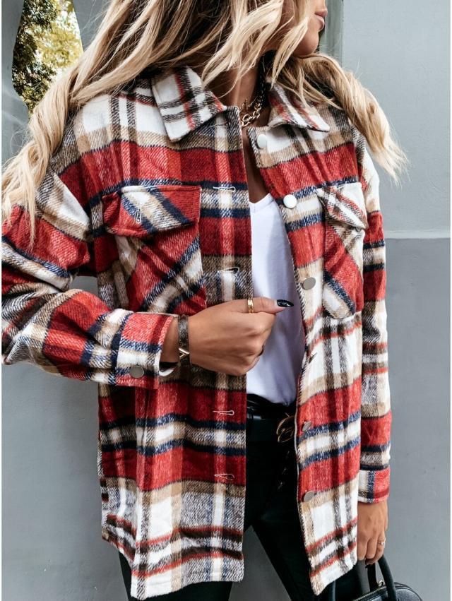 Shacket for women in soft checked fabric with practical chest pockets Lune London