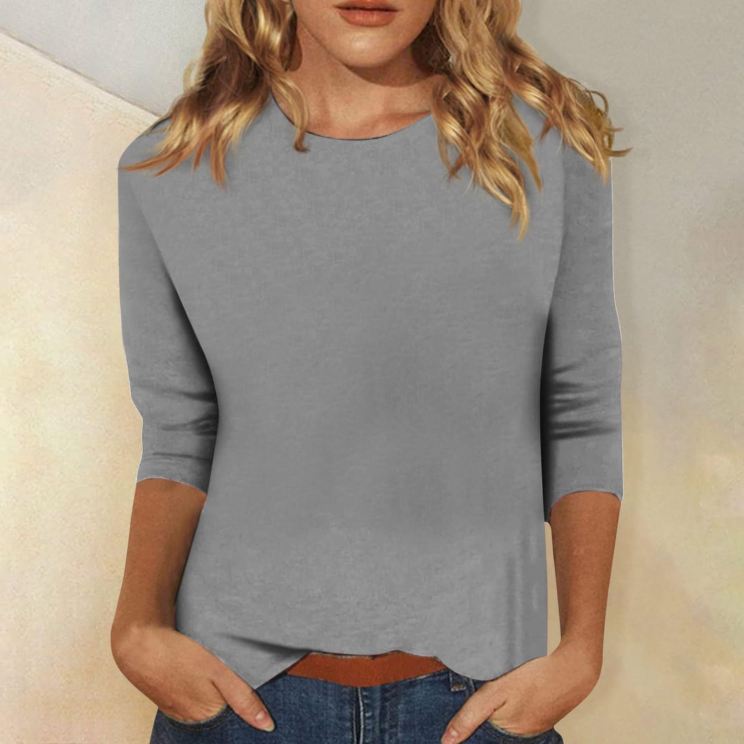 Women's Casual Top with 3/4 Sleeves and Round Neck Lune London