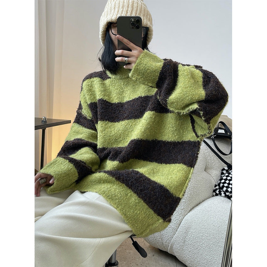 Women Cozy Oversized Knit Dress with Boucle Structure and Round Neckline Amarae