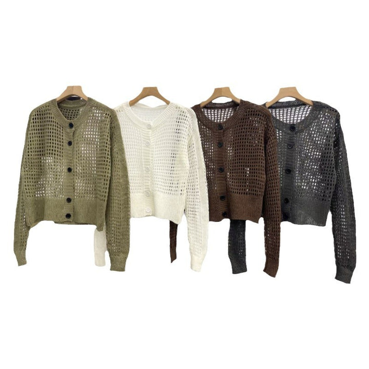 Thick knit jacket for women with an openwork design and a relaxed fit Lune London