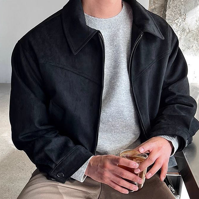Casual transition jacket for men in soft synthetic leather with zipper Lune London