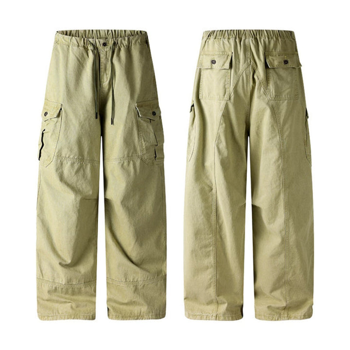 Women's Wide Cargo Palazzo Pants with Drawstring Waist and Multiple Pockets Amarae