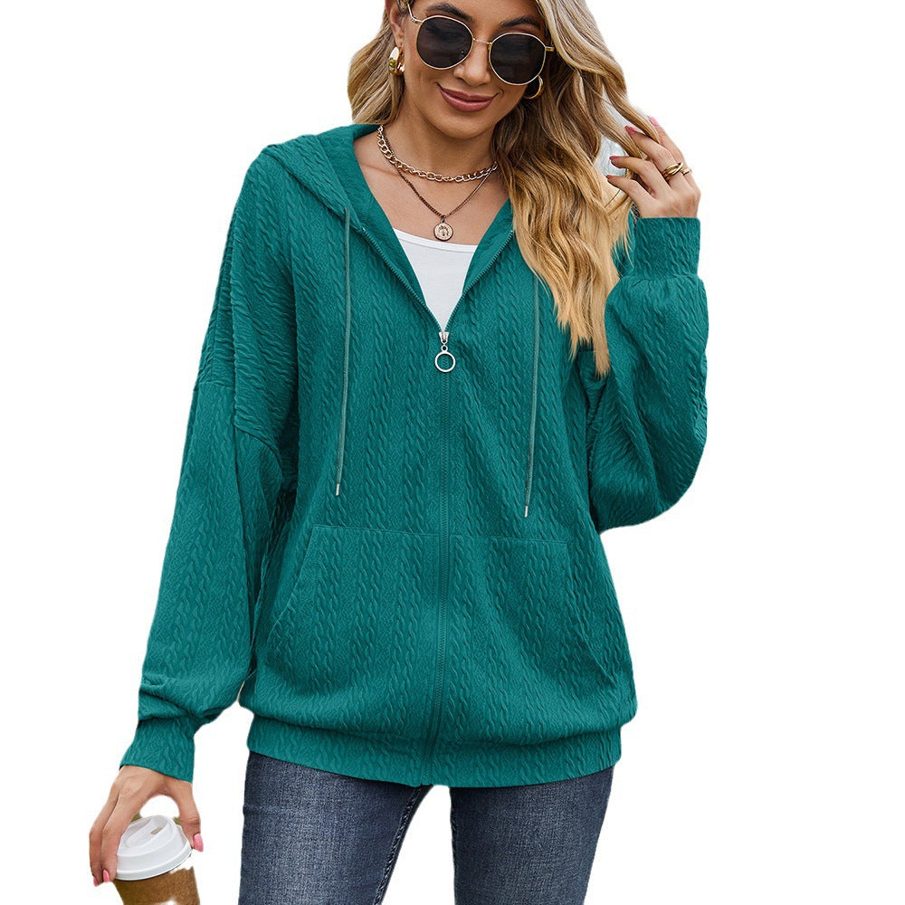 Ladies Oversized Hoodie with Textured Pattern and Practical Pockets Lune London