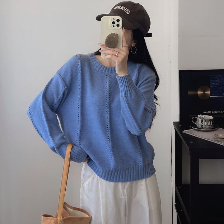 Pull en tricot épais pour femmes avec des détails structurels modernes et une coupe décontractée Chic & Stil