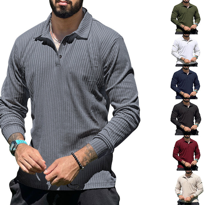 Men's Long Sleeve Polo with structured rib design and classic collar Lune London