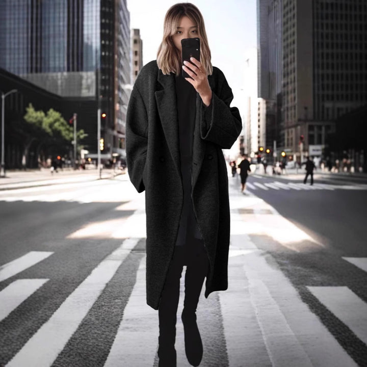 Oversized wool coat for women with a double-button design and a relaxed fit Lune London