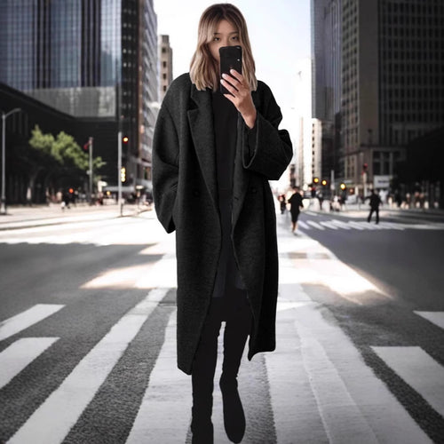 Oversized wool coat for women with a double-button design and a relaxed fit Amarae