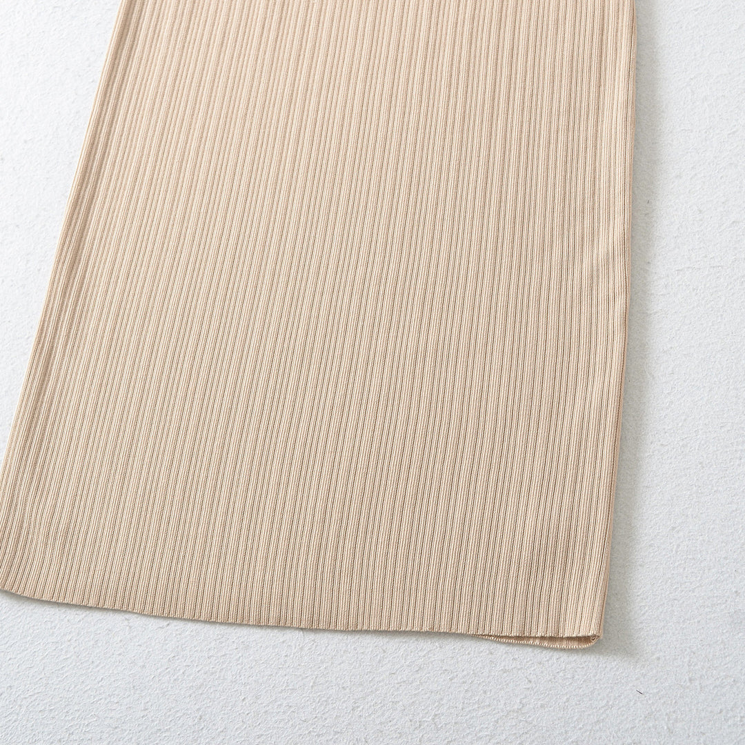 Women's Ribbed Midi Dress with Square Neckline and Three-Quarter Sleeves Amarae