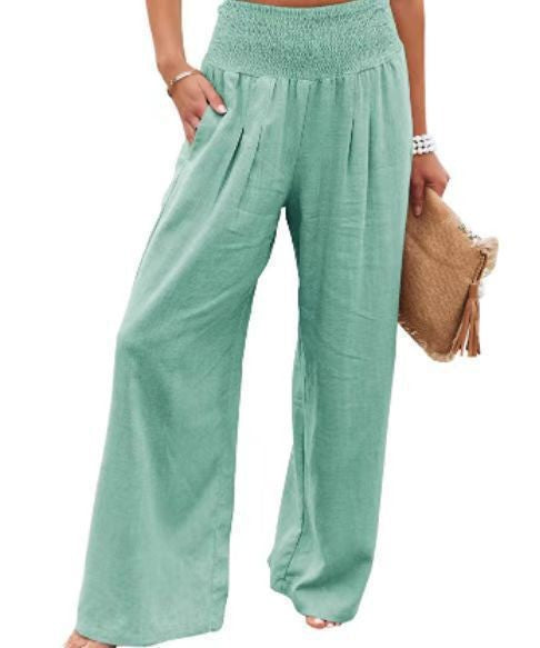 Pantalon Palazzo décontracté pour femmes avec taille élastique et poches latérales Chic & Stil