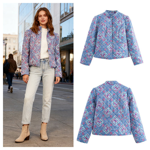 Veste matelassée à la mode pour femmes avec imprimé à motif unique Chic & Stil