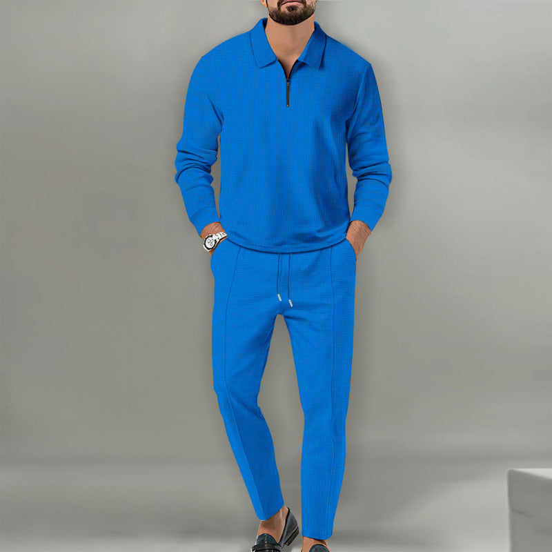 Leisure suit for men with textured sweater and trendy joggers Lune London