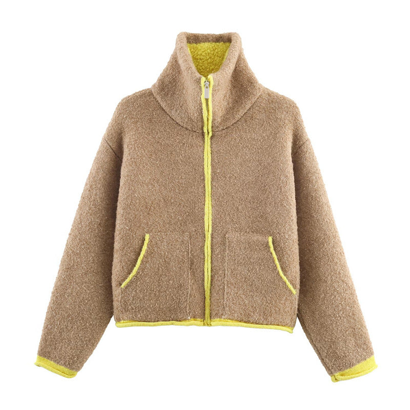 Veste en polaire surdimensionnée à la mode pour femmes avec col montant et poches pratiques Chic & Stil
