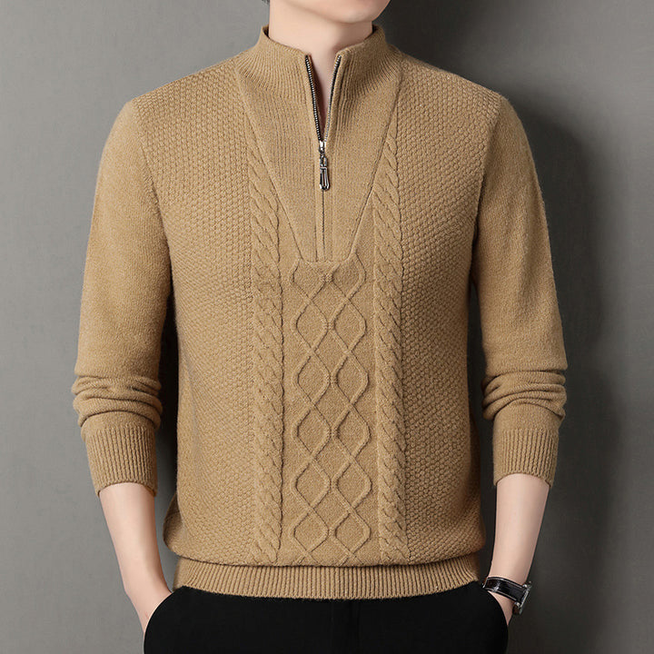 Knitted sweater for men with high collar and zip Lune London