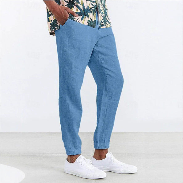 Casual linen pants for men with elastic waist and side pockets Lune London