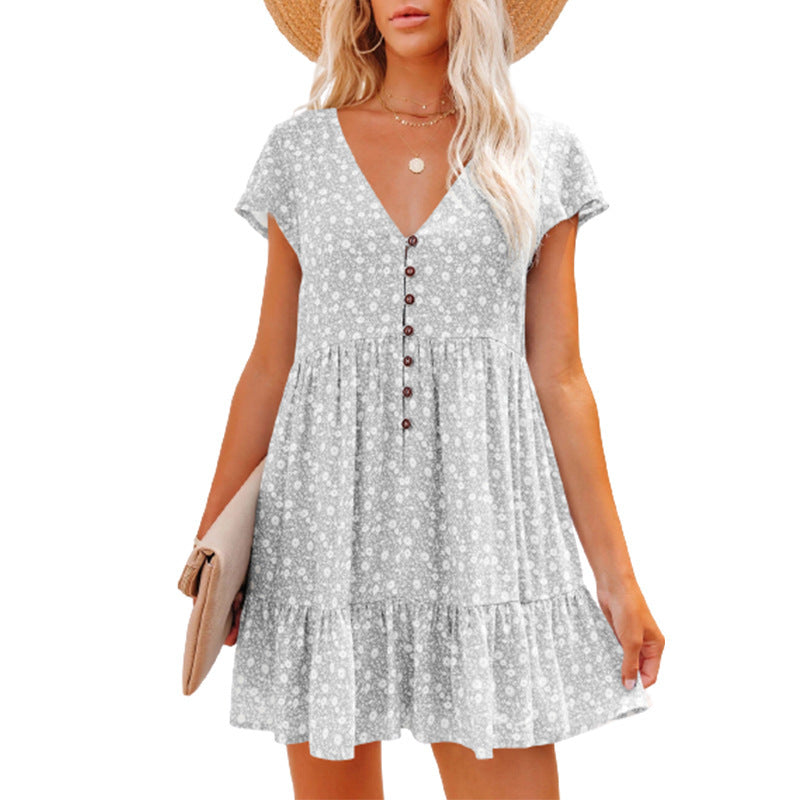 Summer dress for women with floral patterns and button details Lune London
