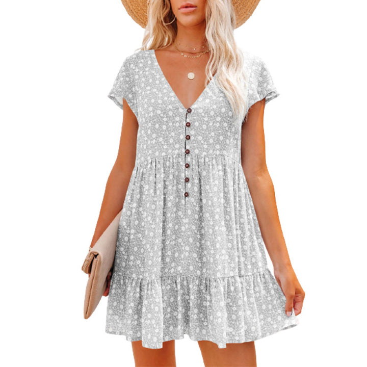 Summer dress for women with floral patterns and button details Lune London