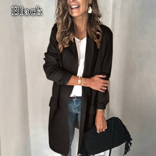 Elegant long women's coat with pockets Amarae