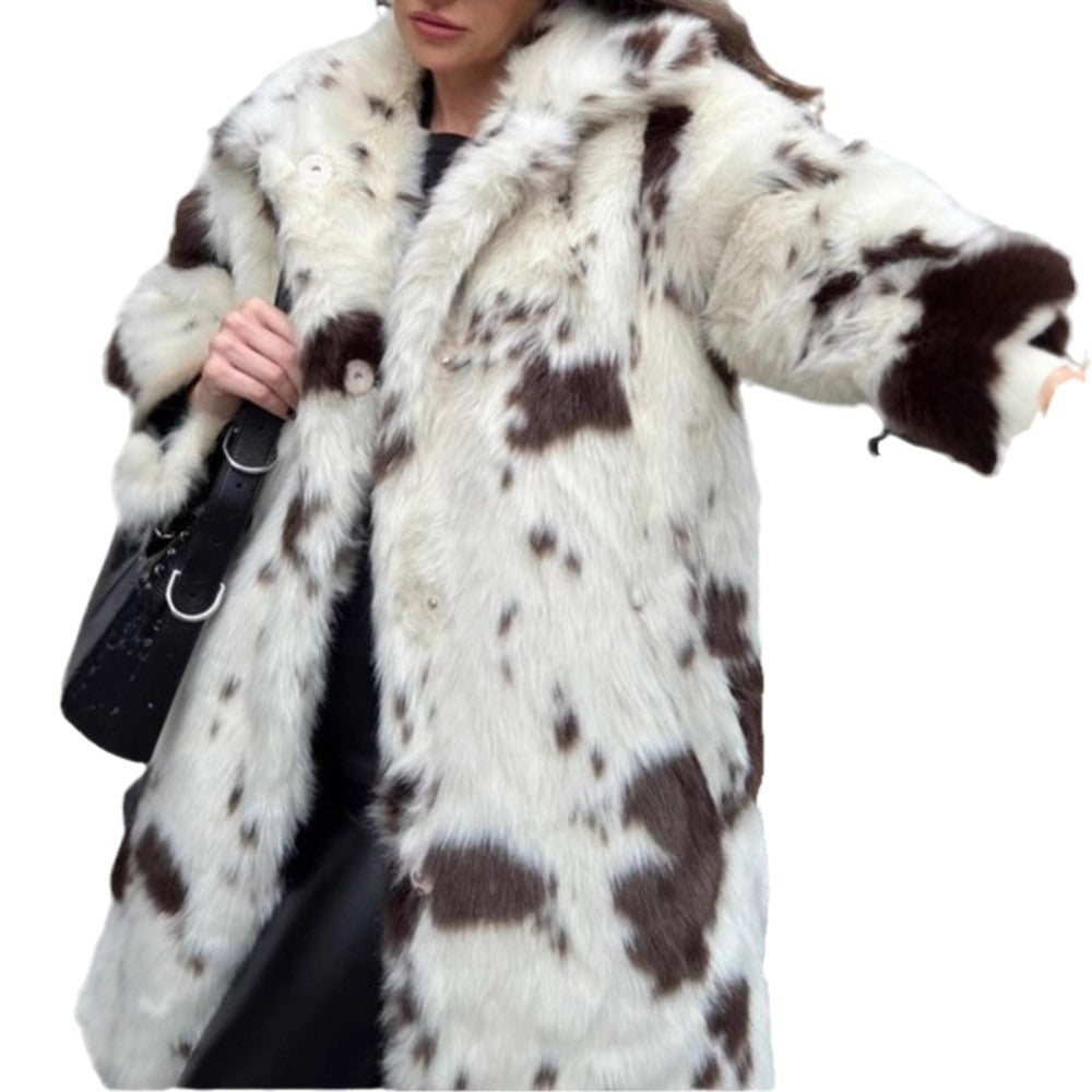 WomenLuxury faux fur coat with bold pattern Lune London