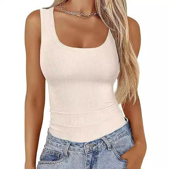Women's fitted rib top with wide straps and comfortable finish Lune London