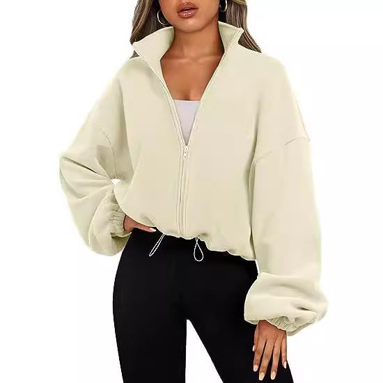Casual zip fleece sweater for women with high collar Amarae