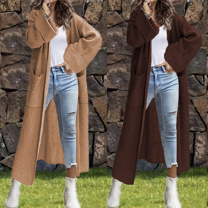 Ladies Large Knit Coat with Deep Pockets and Casual Cut Lune London