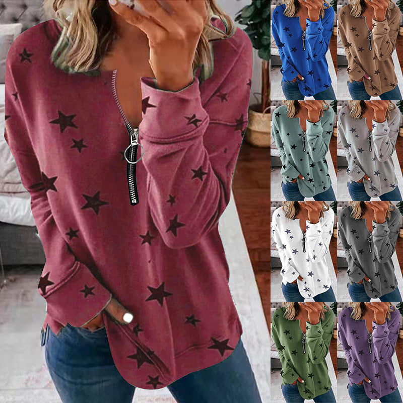 Women's hoodie with zip and star pattern Lune London