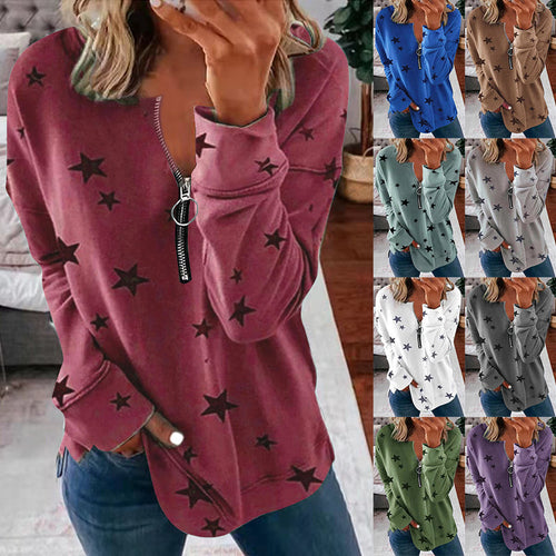 Women's hoodie with zip and star pattern Amarae