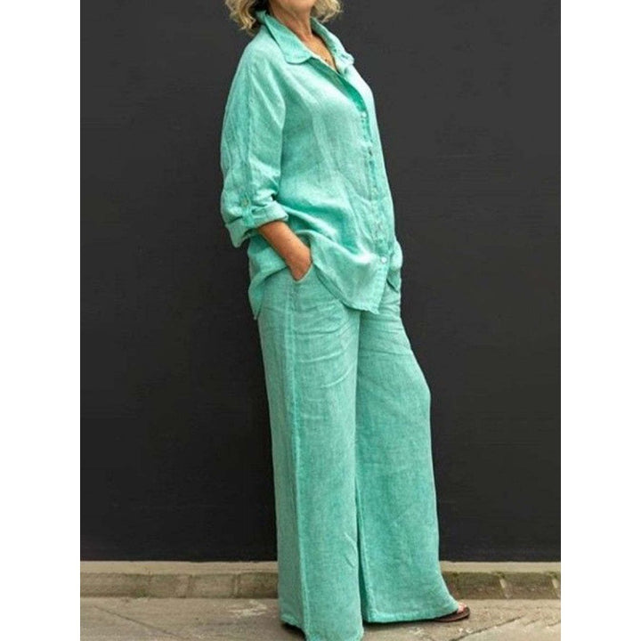 Women's Relaxed-Buttondown-Shirt and High-Waist-Palazzo in Linen Look Amarae