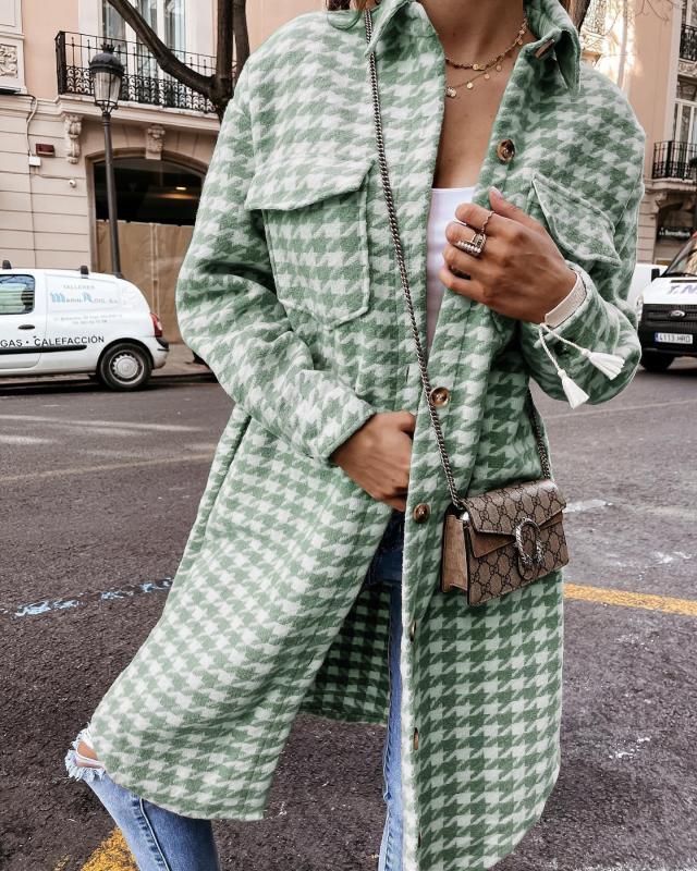 Manteau à carreaux amical pour femmes avec poches pratiques Chic & Stil