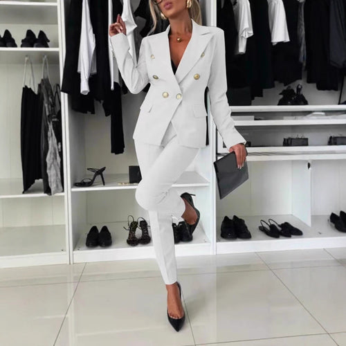 Ensemble de costume élégant pour femmes avec patte à double bouton et coupe ajustée Chic & Stil