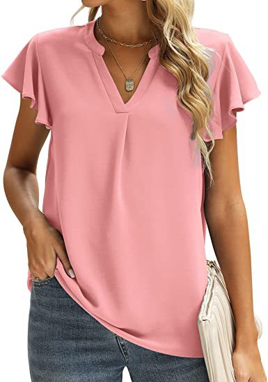 Ladies' blouse with gathered details and V-neck Lune London