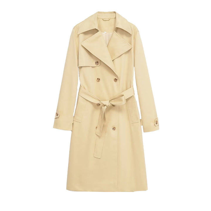 Women's midi trench coat made of lightweight functional fabric with tied belt and storm flap Amarae