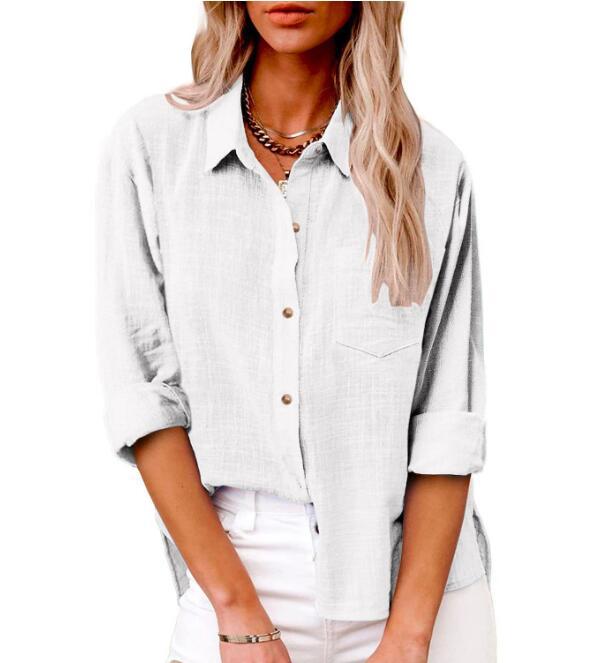 Women's Casual Linen Blouse with Short Sleeves and Button Details Lune London