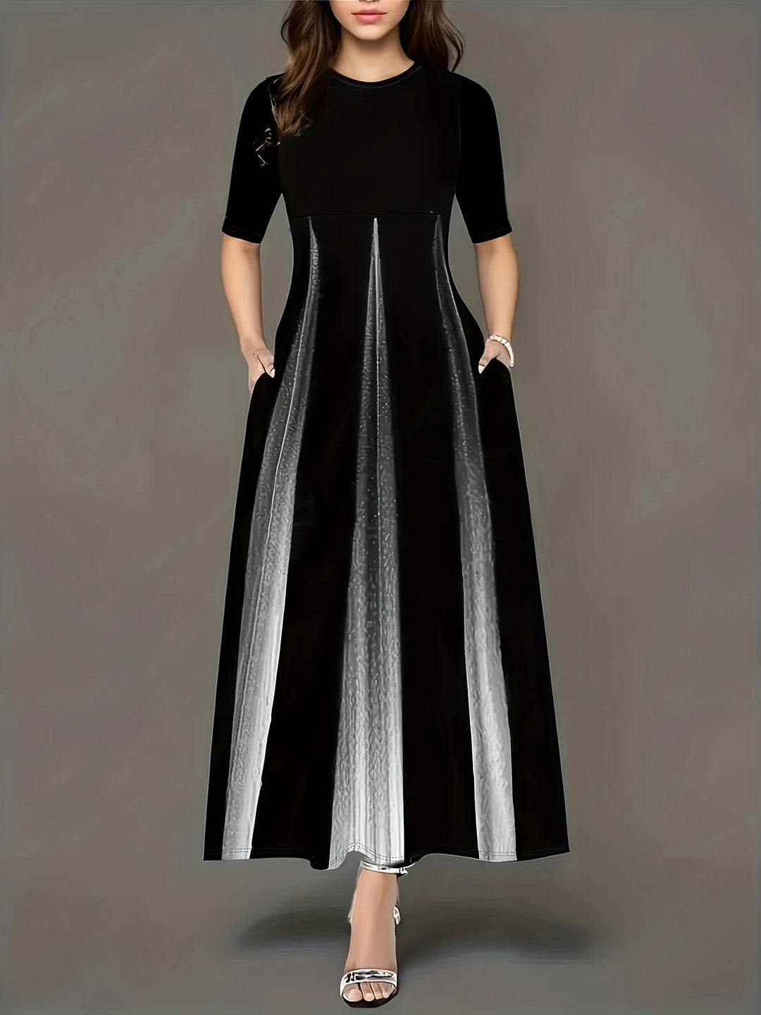 Maxi dress for women with sleek side pockets and luxurious shine Lune London