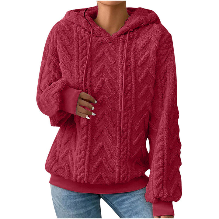 Women's fluffy hoodie with cable-knit pattern and oversized cut Amarae