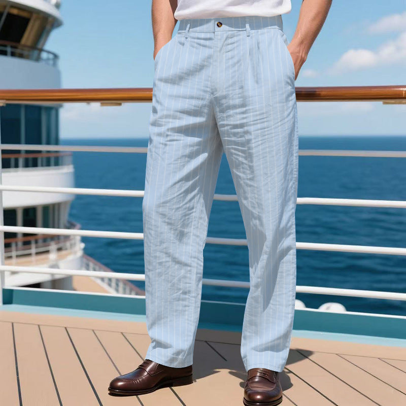 Elegant striped pants for men in high-quality cotton blend with a relaxed fit Lune London