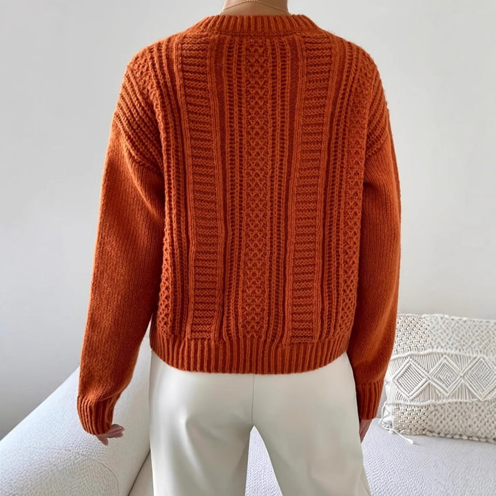 Women thick knit sweater with twisted pattern and wide sleeves Lune London