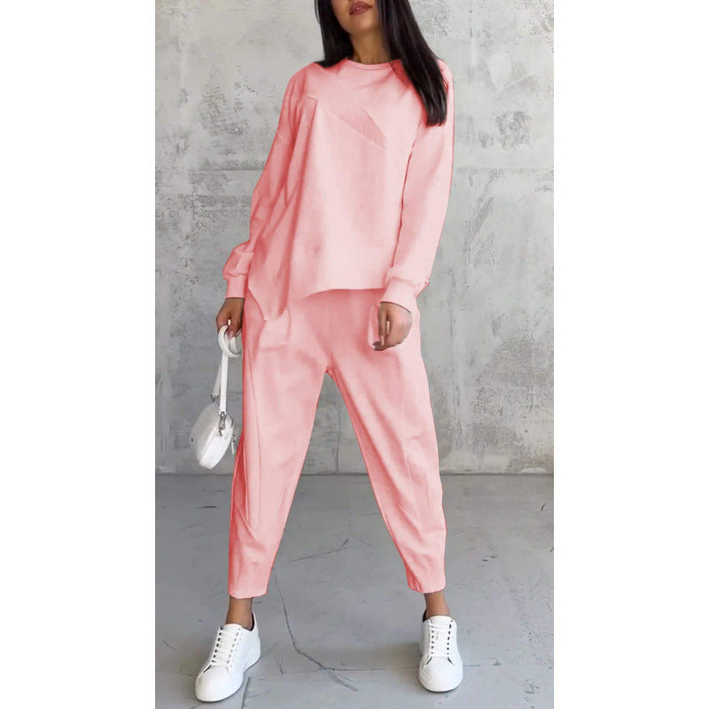Women's Casual Two-Piece Lounge Set with Oversize Sweatshirt and Tailored Tapered Pants Amarae