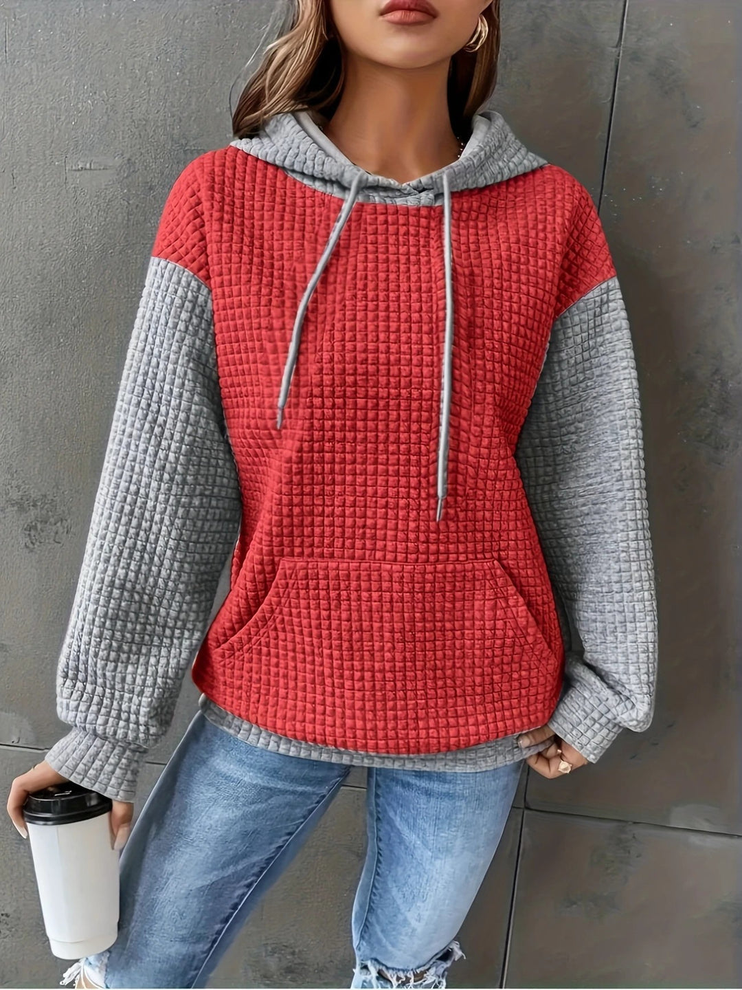 Ladies textured fabric hoodie Lune London