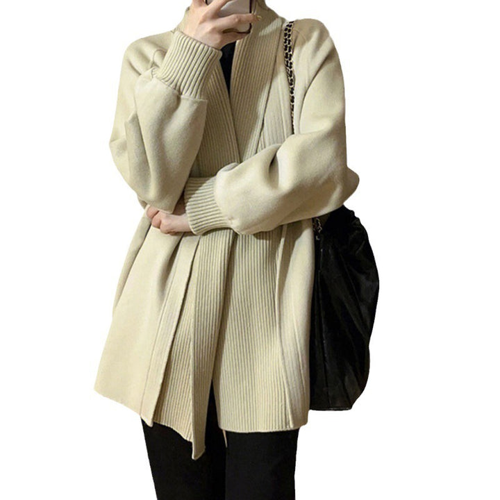 Ladies Oversized Trendy Cardigan with Textured Collar Lune London