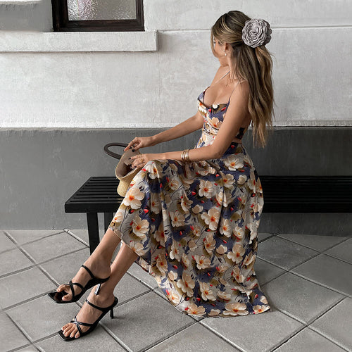 Robe maxi pour femme avec design floral et haut sans bretelles Chic & Stil