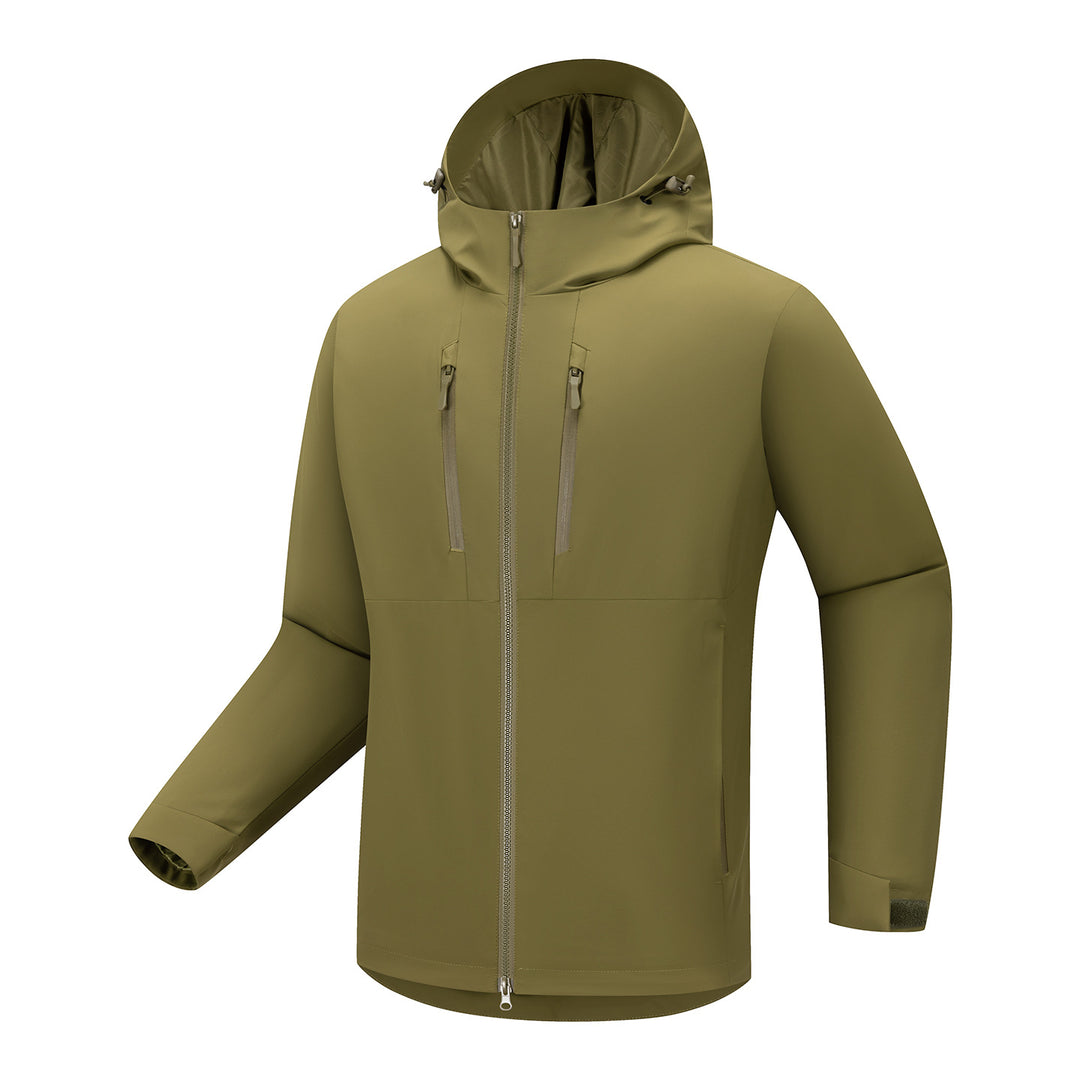Men's Technical Softshell Jacket with Ergonomic Hood and Vertical Chest Pockets Amarae