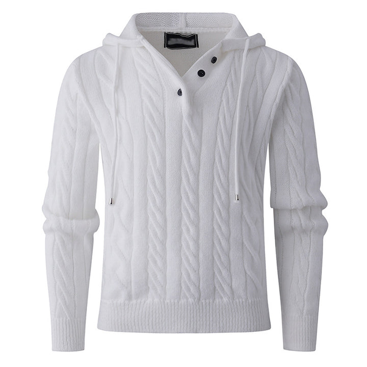 Chunky knit hoodie for men with modern embossed pattern Lune London