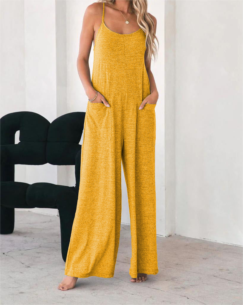 Ladies Casual Jumpsuit with Wide Legs and Practical Pockets Lune London